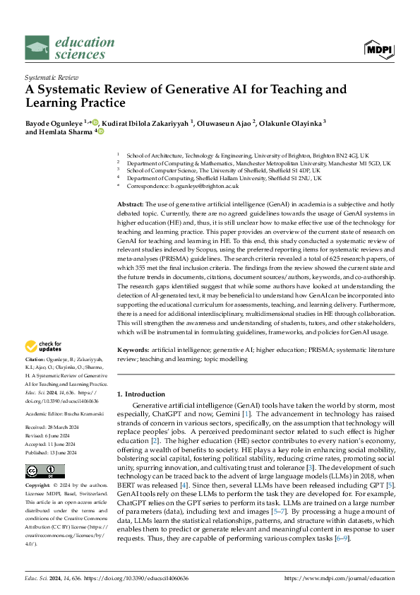 (PDF) A Systematic Review of Generative AI for Teaching and Learning ...