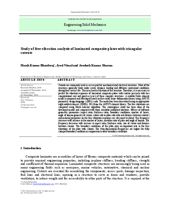 (PDF) Study of free vibration analysis of laminated composite plates ...