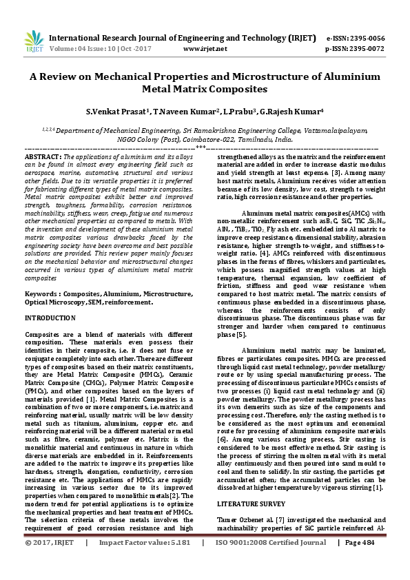 (PDF) A Review on Mechanical Properties and Microstructure of Aluminium ...