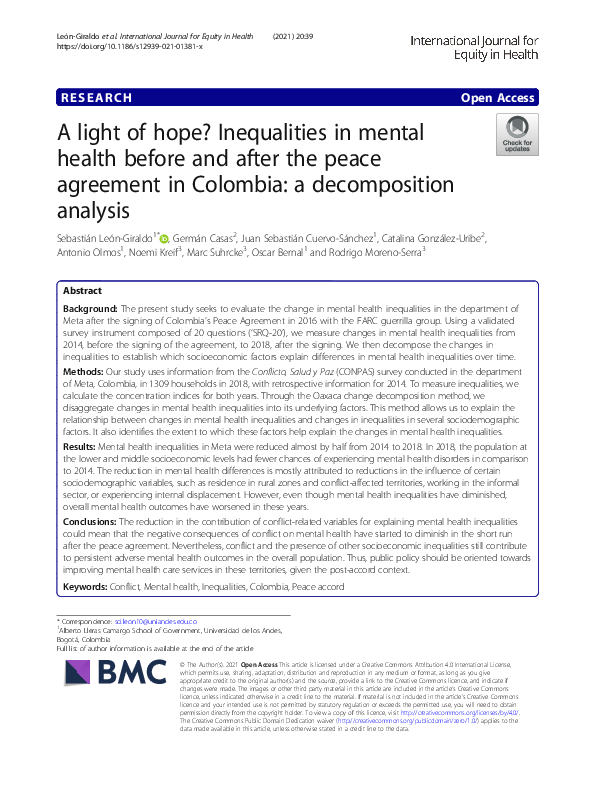 (PDF) A light of hope? Inequalities in mental health before and after ...