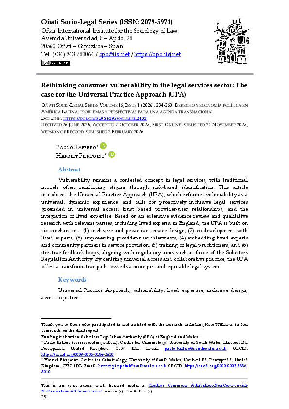 (PDF) Rethinking Consumer Vulnerability in the Legal Services Sector ...