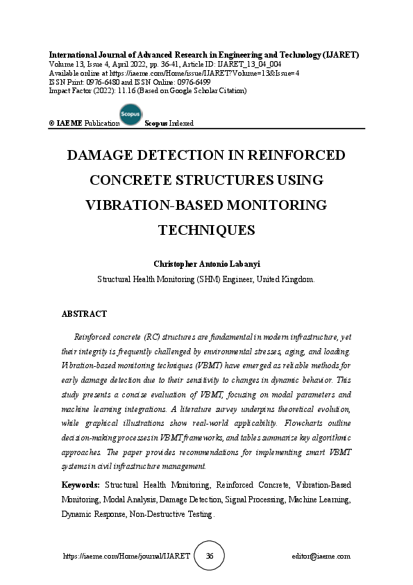 (PDF) DAMAGE DETECTION IN REINFORCED CONCRETE STRUCTURES USING ...