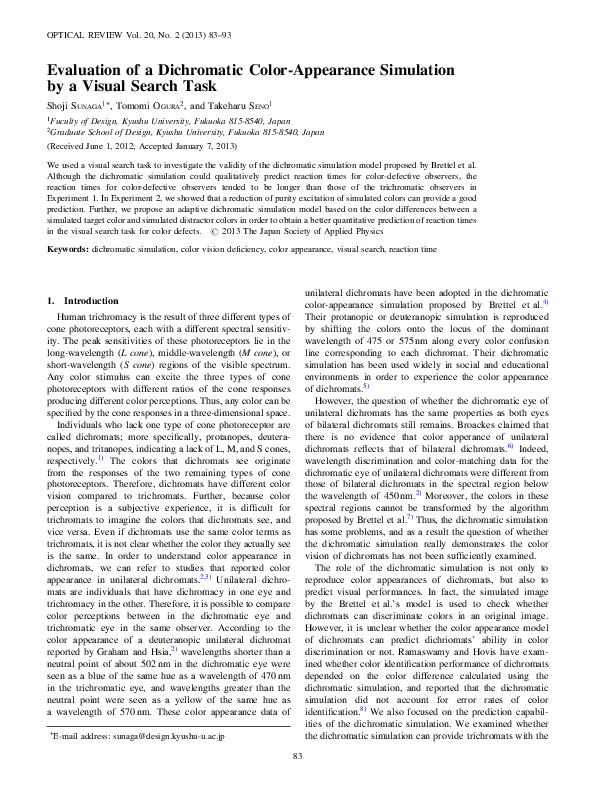 (PDF) Evaluation of a dichromatic color-appearance simulation by a ...