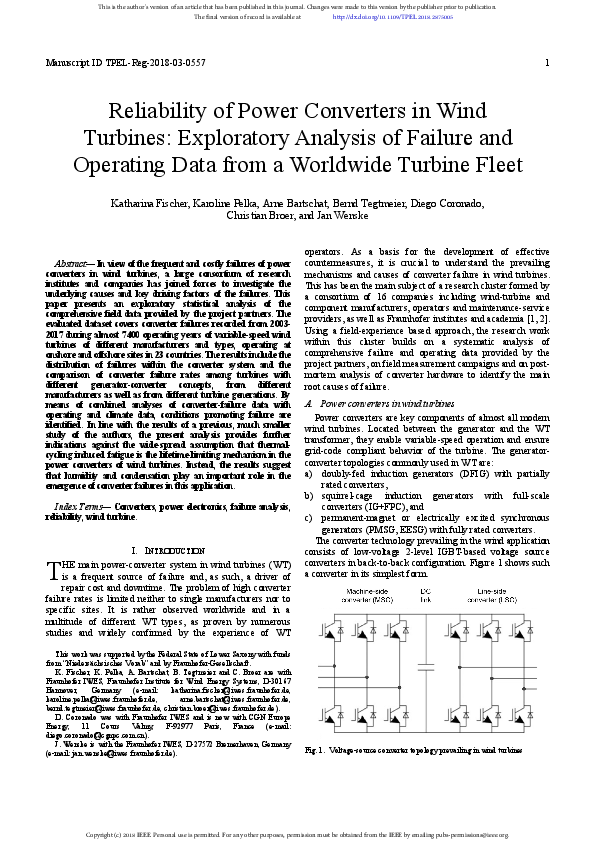 (PDF) Reliability of Power Converters in Wind Turbines: Exploratory ...