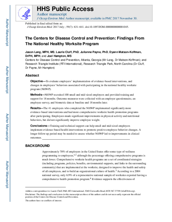 (PDF) The Centers for Disease Control and Prevention