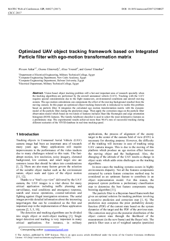 (PDF) Optimized UAV object tracking framework based on Integrated ...