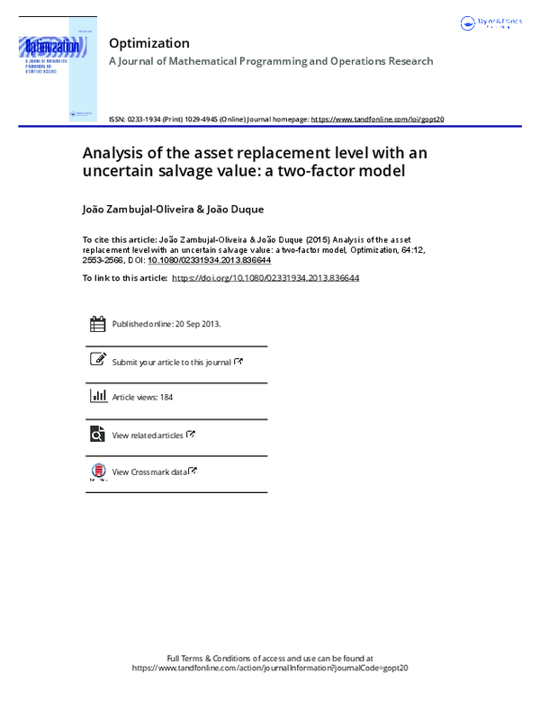 (PDF) Analysis of the asset replacement level with an uncertain salvage ...