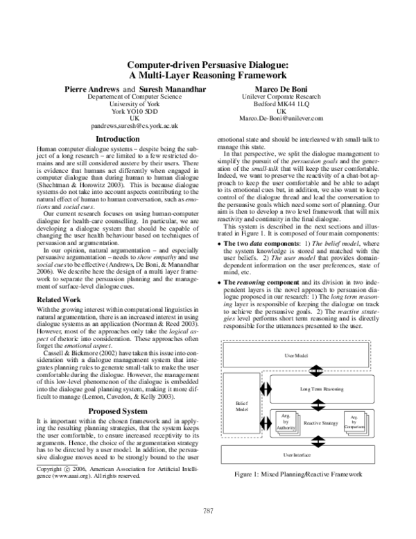 (PDF) Computer-Driven Persuasive Dialogue: A Multi-Layer Reasoning ...