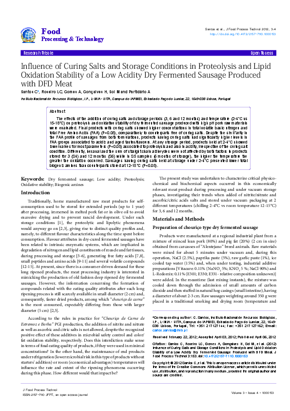 (PDF) Influence of Curing Salts and Storage Conditions in Proteolysis ...