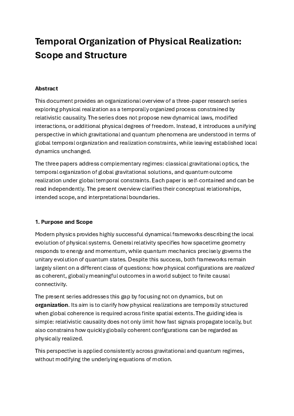 (PDF) Temporal Organization of Physical Realization: Scope and Structure