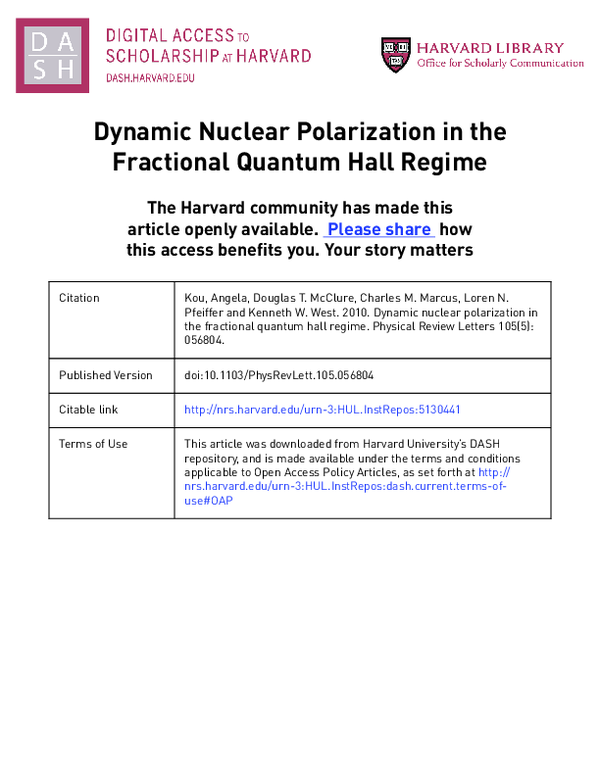 (PDF) Dynamic nuclear polarization in the fractional quantum Hall regime
