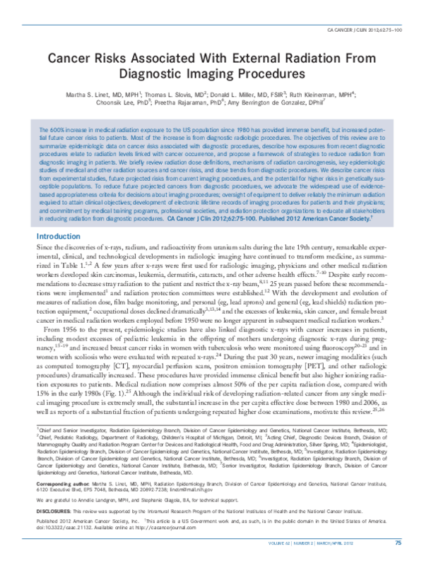 (PDF) Cancer risks associated with external radiation from diagnostic ...