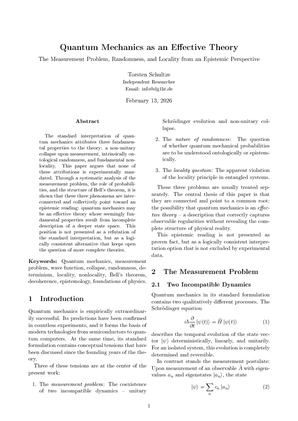 (PDF) Quantum Mechanics as an Eective Theory The Measurement Problem ...