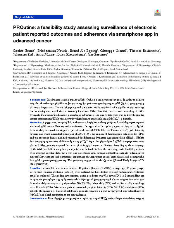 (PDF) PROutine: a feasibility study assessing surveillance of ...