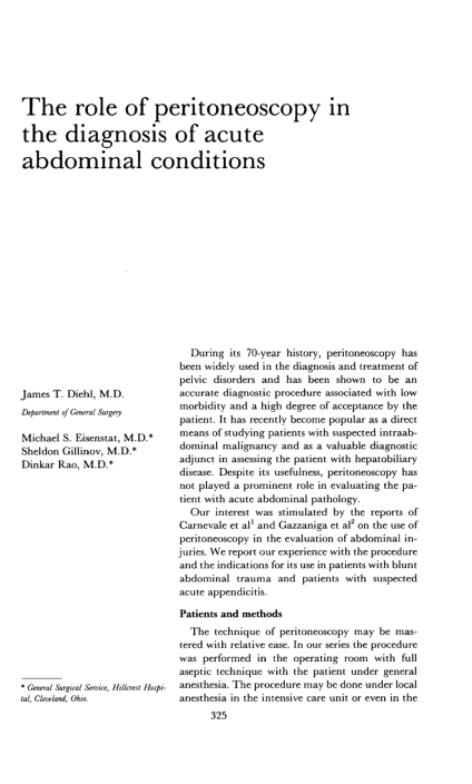 (PDF) The role of peritoneoscopy in the diagnosis of acute abdominal ...