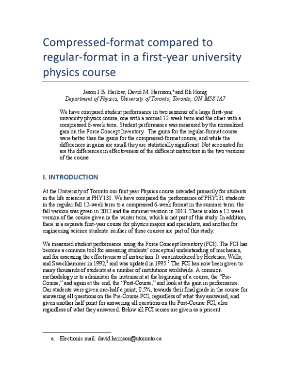 (PDF) Compressed-format compared to regular-format in a first-year ...