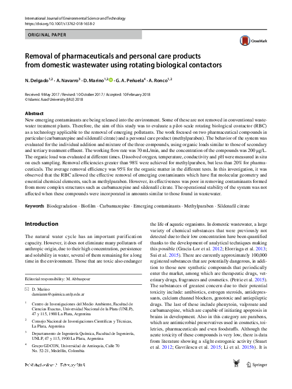 (PDF) Removal of pharmaceuticals and personal care products from ...