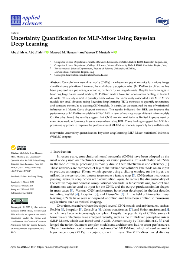 (PDF) Uncertainty Quantification for MLP-Mixer Using Bayesian Deep Learning