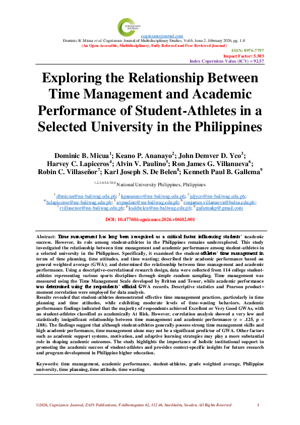 (PDF) Exploring the Relationship Between Time Management and Academic ...