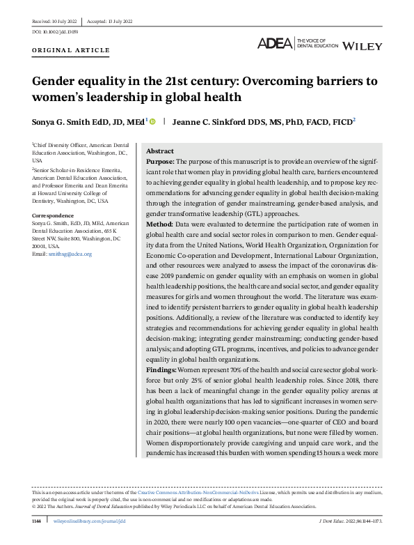 (PDF) Gender equality in the 21st century: Overcoming barriers to women ...