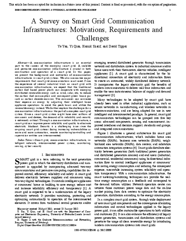 (PDF) A Survey on Smart Grid Communication Infrastructures: Motivations ...
