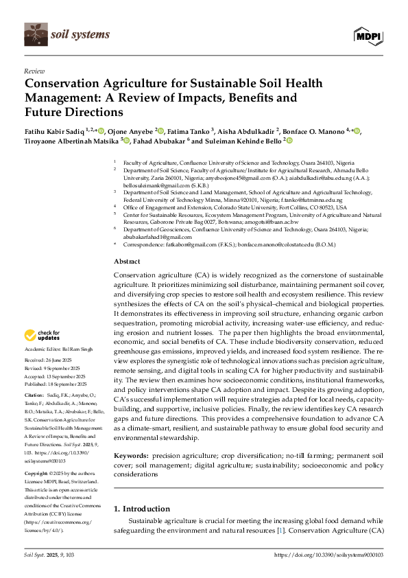 (PDF) Conservation Agriculture for Sustainable Soil Health Management ...