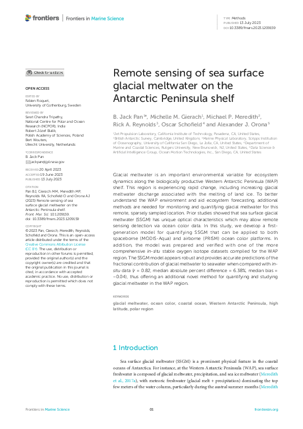 (PDF) Remote sensing of sea surface glacial meltwater on the Antarctic ...