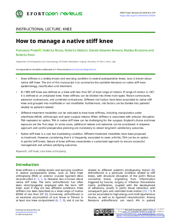 (PDF) How to manage a native stiff knee