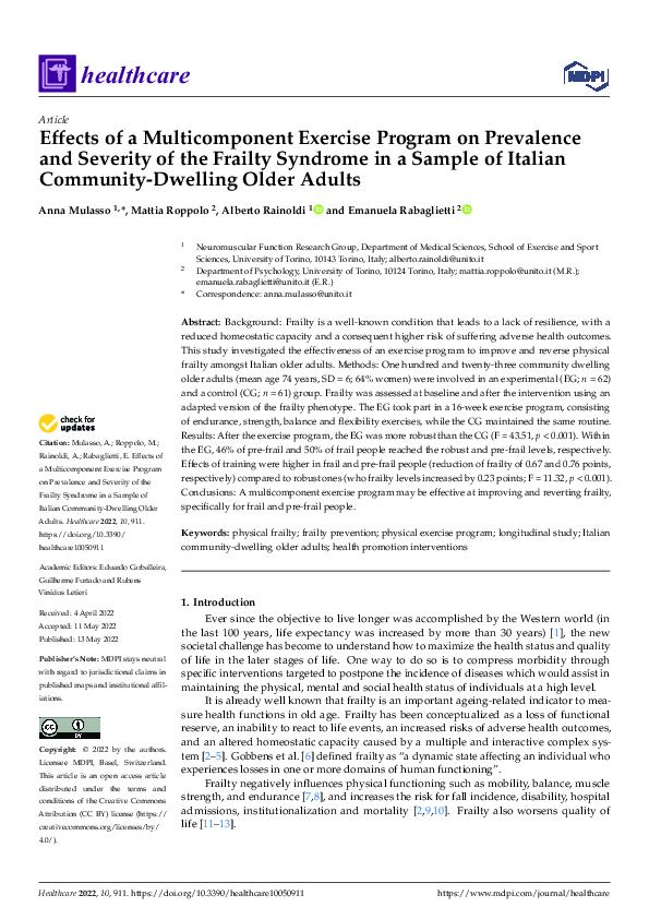 (PDF) Effects of a Multicomponent Exercise Program on Prevalence and ...
