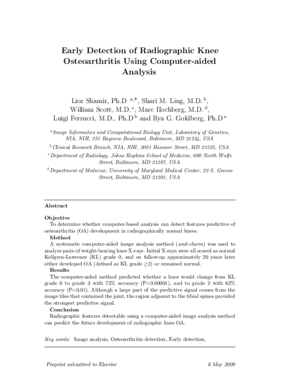 (PDF) Early detection of radiographic knee osteoarthritis using ...
