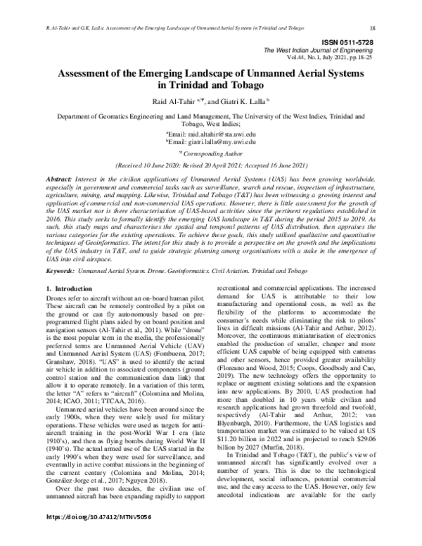 (PDF) Assessment of the Emerging Landscape of Unmanned Aerial Systems ...