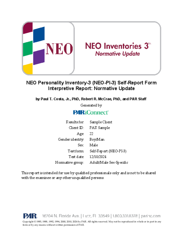 (PDF) NEO Personality Inventory--Revised