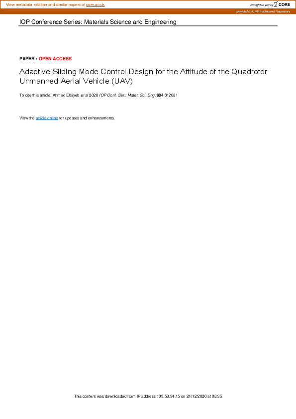 (PDF) Adaptive Sliding Mode Control Design for the Attitude of the ...