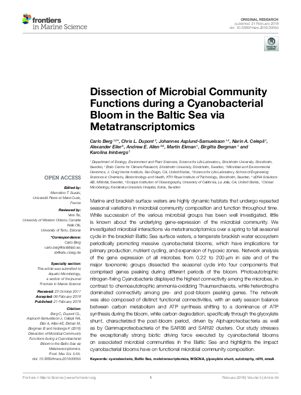 (PDF) Dissection of Microbial Community Functions during a ...