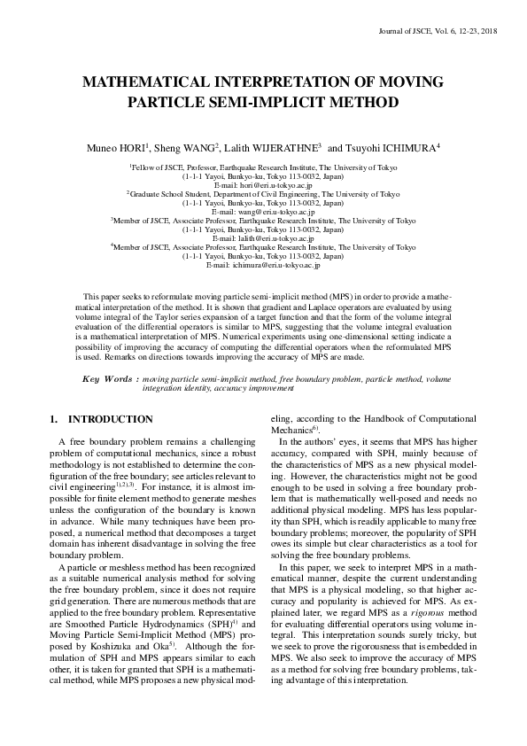 (PDF) Mathematical Interpretation of Moving Particle Semi-Implicit Method