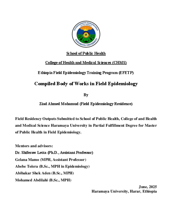 (PDF) Ethiopia Field Epidemiology Training Program (EFETP) Compiled ...