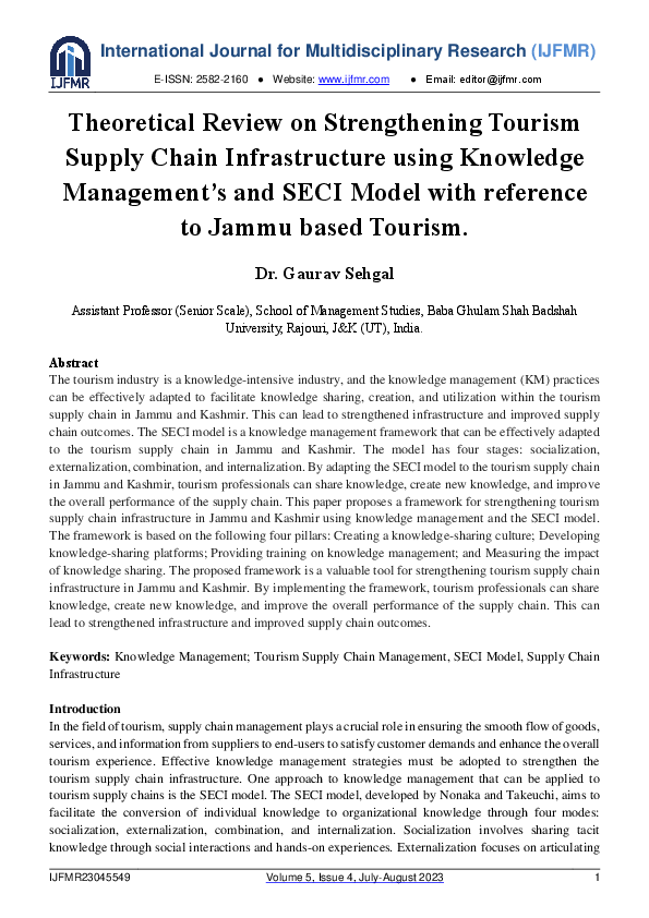 (PDF) Theoretical Review on Strengthening Tourism Supply Chain ...