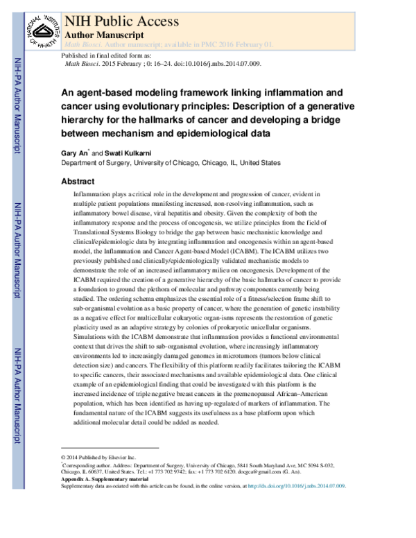 (PDF) An agent-based modeling framework linking inflammation and cancer ...