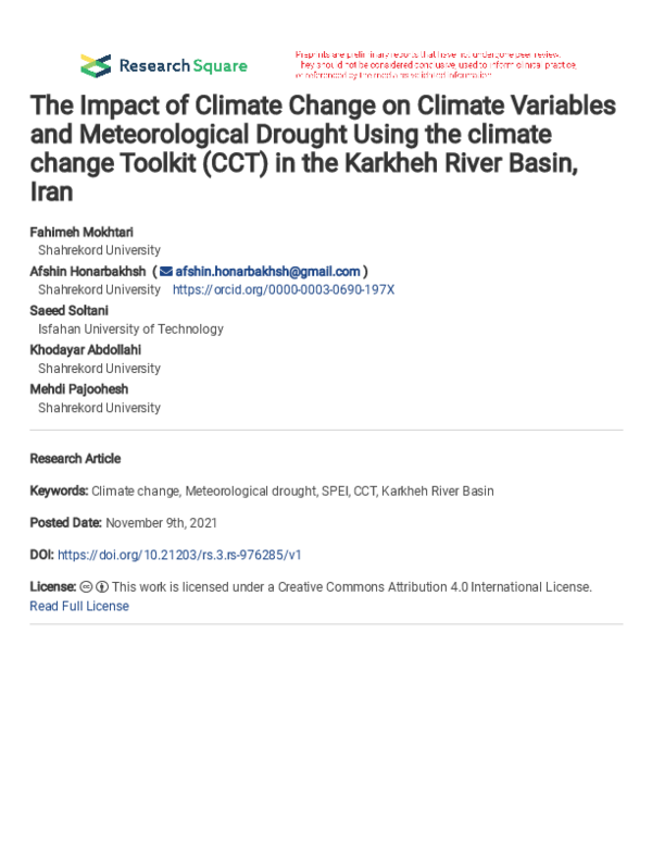 (PDF) The Impact of Climate Change on Climate Variables and ...