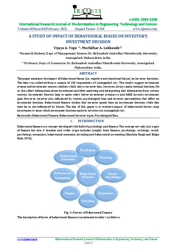 (PDF) A STUDY OF IMPACT OF BEHAVIOURAL BIASES ON INVESTOR'S INVESTMENT ...