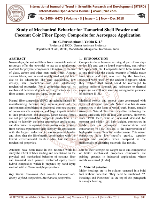 (PDF) Study of Mechanical Behavior for Tamarind Shell Powder and ...