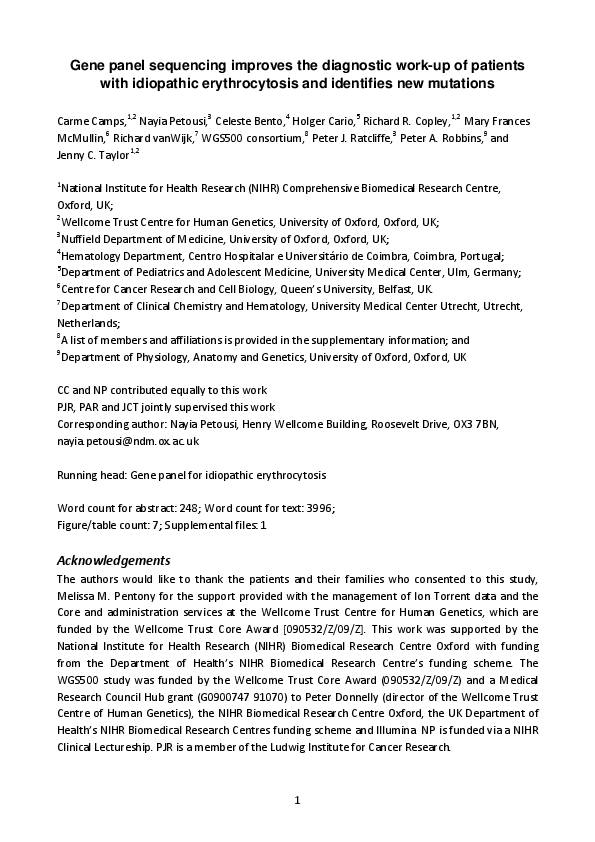 (PDF) Gene panel sequencing improves the diagnostic work-up of patients ...