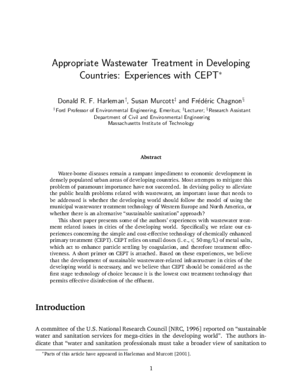 (PDF) Appropriate Wastewater Treatment in Developing Countries ...