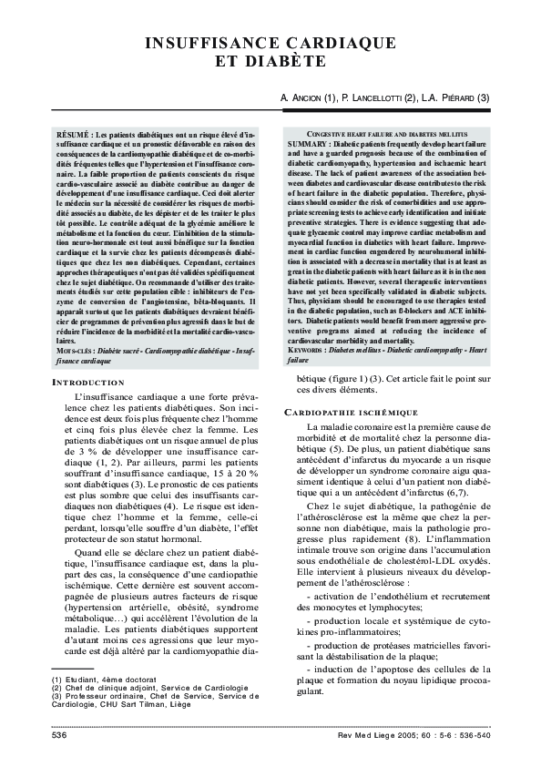 (PDF) [Congestive heart failure and diabetes mellitus]