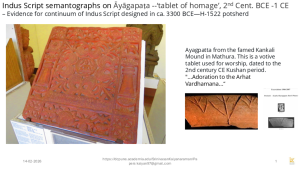 (PDF) Indus Script semantographs on Ayagapata tablet of homage 2nd Cent ...