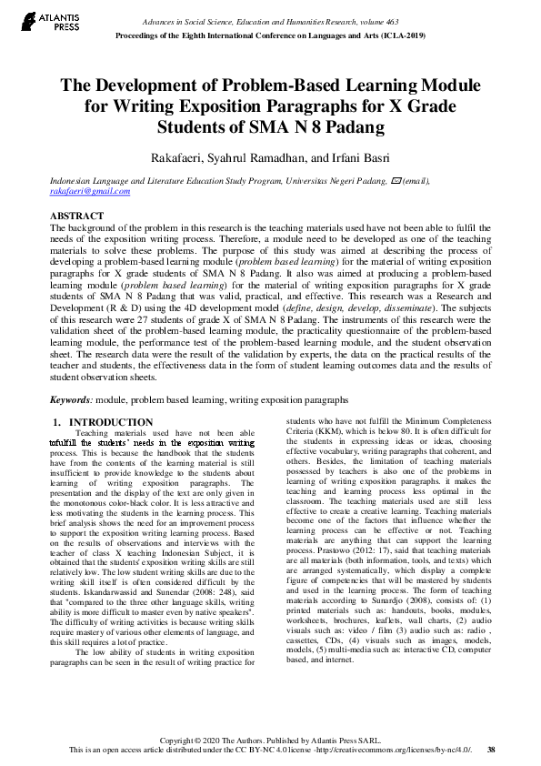 (PDF) The Development of Problem-Based Learning Module for Writing ...