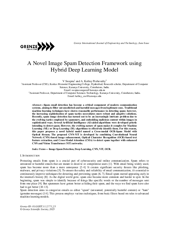 (PDF) A Novel Image Spam Detection Framework using Hybrid Deep Learning ...