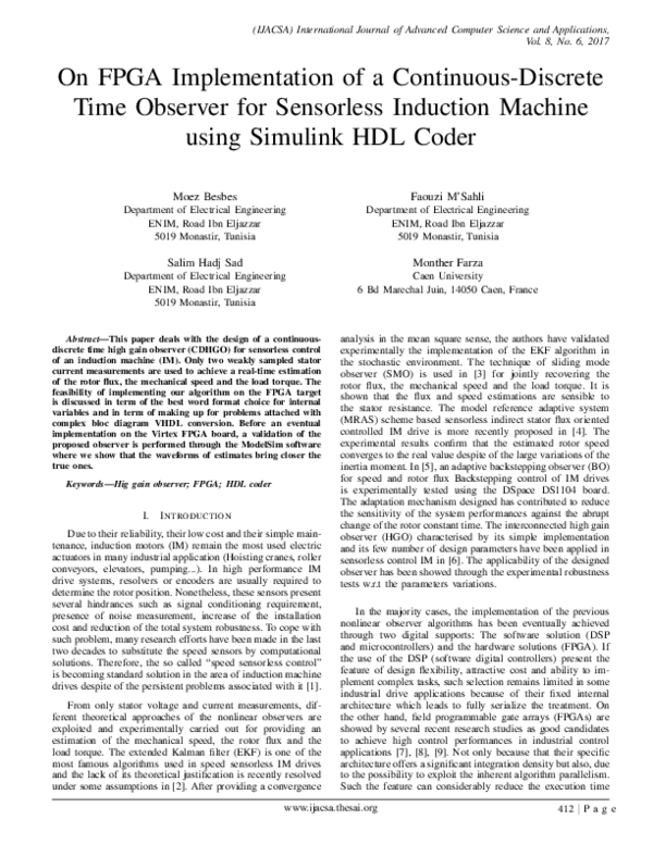 (PDF) On FPGA Implementation of a Continuous-Discrete Time Observer for ...