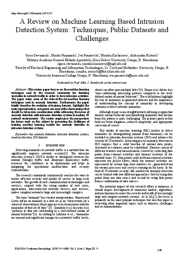(PDF) A Review on Machine Learning Based Intrusion Detection System ...