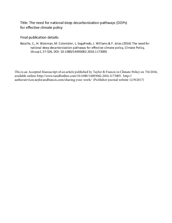 (PDF) The need for national deep decarbonization pathways for effective ...